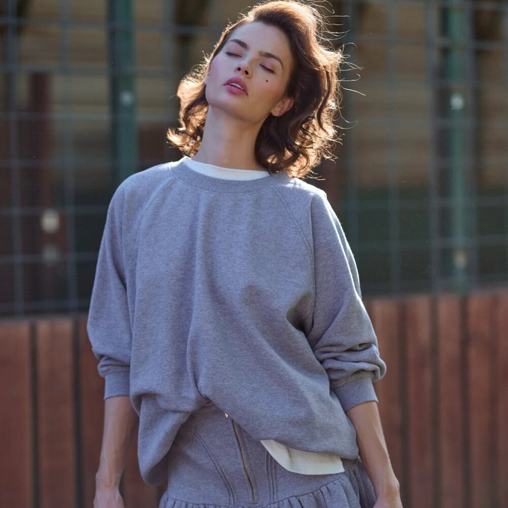 Selkie The Heather Grey Reglan Sweater Pullover Knit XS NWT Gray